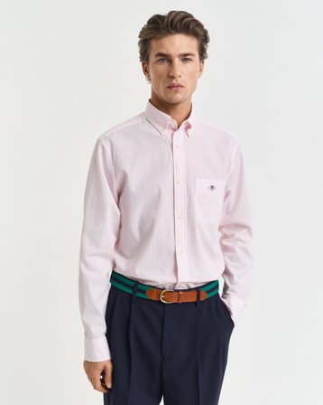 GANT Herren Regular Fit Classic Popeline Hemd mit Streifen (S) Rosa