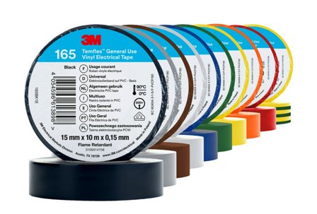 3M Temflex 165 Eltape 10m x 15mm, flere farger, 10-pack, Maskintilbehør & forbruk