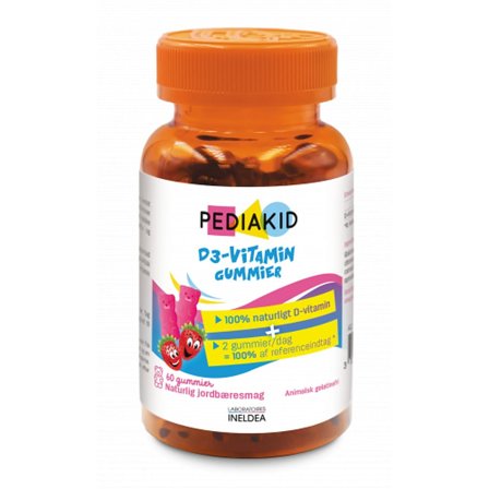 Pediakid Gummies Vitamin D3 Strawberry 60 stk., Helse & Madvarer, Vitaminer, D-vitamin