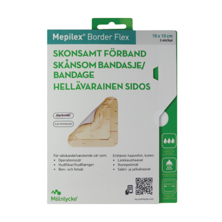 Mepilex Border Flex Skumbandasje, 10 x 10 cm, 2 stk.