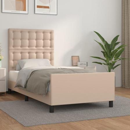 Vidaxl Sängram Med Huvudgavel Cappuccino 90x190 Cm Konstläder Brun