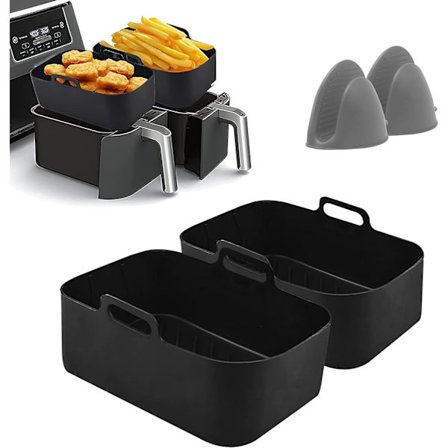 Silikon Airfryer-foder för Ninja Airfryer Dubbelpack med 2, Handskar för Ninja Airfryer, (Foder med handskar)