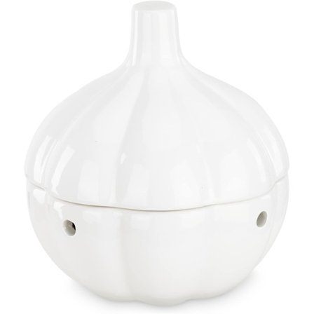 Hvid keramisk hvidløgsbeholder til køkkenbord