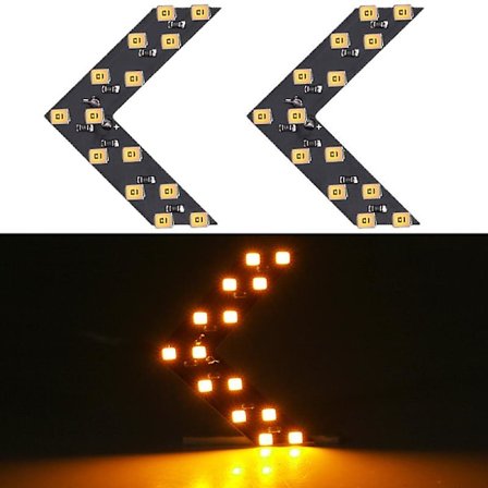 2st LED Blinkers Bil Backspegel Indikator Varningslampa Säkerhetskörning 14smd 12v LED Backspegel Lampa| | Gul