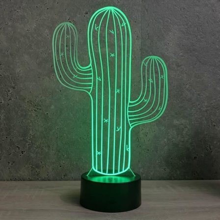 Cactus illuusiolamppu 16 RGB väriä & kaukosäädin - Made in France - Pöytävalaisin - Yövalolamppu - Tunnelmalamppu -h