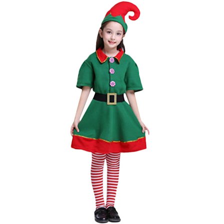 Jultomtens Voksne Barn Tomtenisse Kostymehjelper Utkledningsklær Familie Fest Cosplay Jente Girl