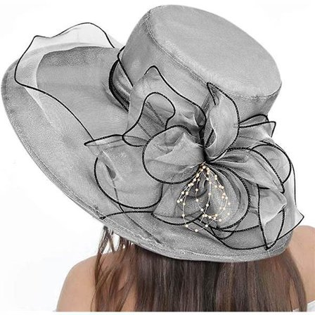 Dam Organza Hatt Bröllop Hatt Solhatt Kyrkhatt Ascot Hatt Tävlingshatt