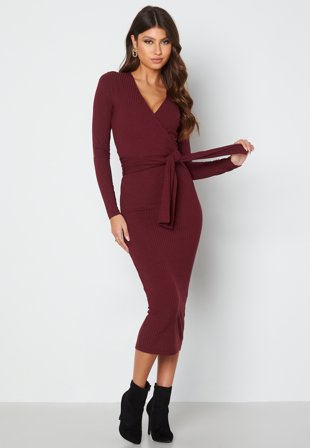 BUBBLEROOM Ines jersey dress Wine-red Klær