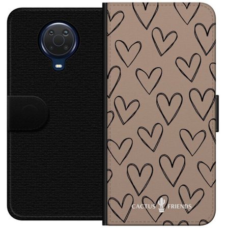 Kompatibelt Plånboksfodral till Nokia Nokia G20 Cactus and Friends - Earthy Sketch Hearts