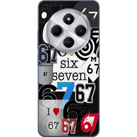 Yhteensopiva Puhelinkuori Xiaomi Redmi 14C 67 meme kuusi seitsemän trendi kollaasi viraali internet meemi 6-7 graafinen moderni esteettisyys