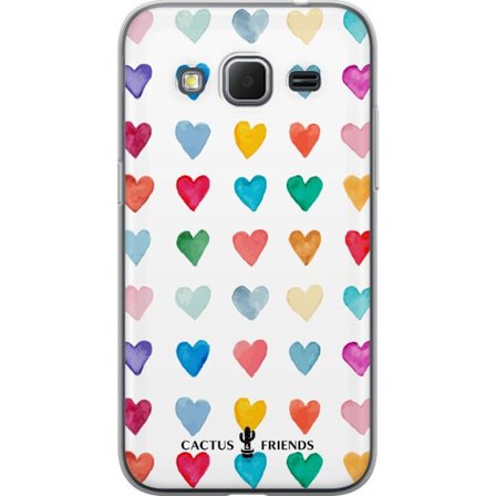 Yhteensopiva Puhelinkuori Samsung Samsung Galaxy Core Prime Cactus and Friends - Watercolor Love Grid