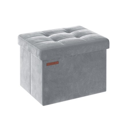 Rootz Velvet sædekiste - Opbevaring Ottoman - Polstret bænk - MDF-konstruktion - Duegrå - 31 cm x 41 cm x 31 cm - Letvægts - Rummelig - Robust