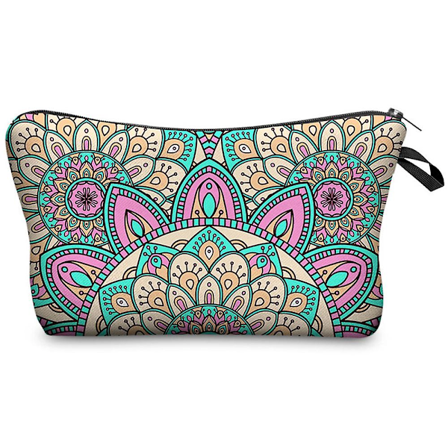 Polyester Tryckt Mönster Kosmetisk Väska Kvinnlig Koppling Väska Multifunktionell Reseförvaringsväska