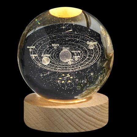 Glødende planetarisk galakse astronaut krystallkule nattlys USB