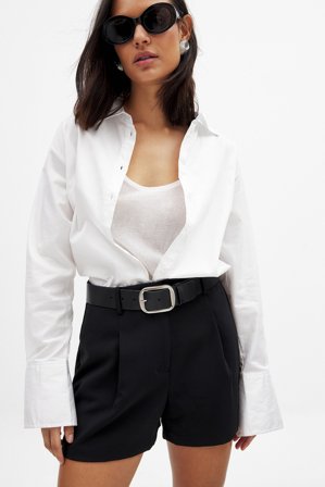 NA-KD Classic Taillierte Shorts mit hoher Taille - Shorts mit hoher Taille - Schwarz - EU 44