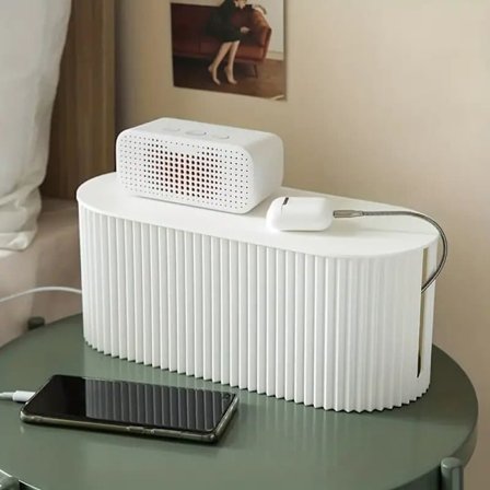 Kabelhåndterer og skrivebordsoppbevaring, multifunksjonell oppbevaringsboks for ledninger og stikkontakter