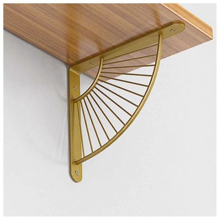 2x Metal Håndværks Hyldeknægte, Guld/sort Kraftig Hyldeknægt, Vifteformede Flydende Hyldeknægte