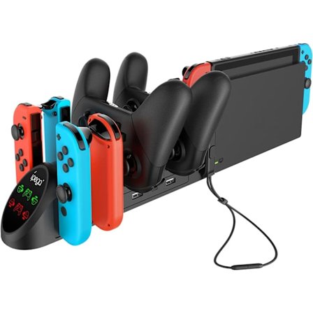 6 i 1 LED-opladerdock kompatibel med Joy Cons og controller