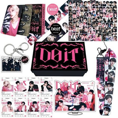 STRAY KIDS Offisiell Merch - Hyunjin Nøkkelring, Kort & Klistremerker Sett | For Samlere og STAY