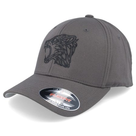 Vikings - Grey flexfit Czapka Z Daszkiem - Viking Wolf Dark Grey Flexfit @ Hatstore