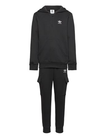 Half-Zip Hoodie Cargo Pants Set Sets Tracksuits Svart Adidas Originals*Betinget Tilbud