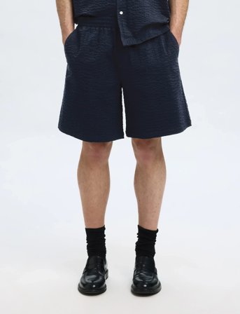 Selected Slhloose-Ace Seersucker String Shorts - Navy - XXL