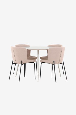 Venture Home - Plaza matbord med Modesto matstol - Beige - Matgrupp 4 personer - Från Homeroom