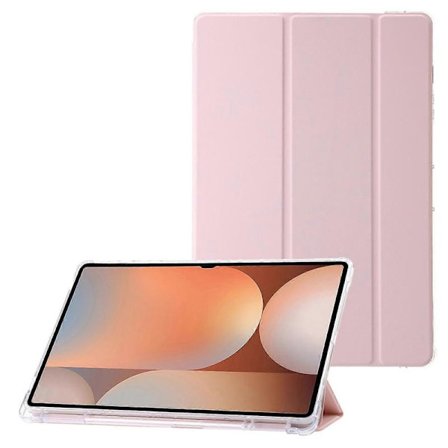 Etui til Samsung Galaxy Tab S10 Ultra Tri-Fold Stativ Læder+TPU+Akryl Klar Bagside Tablet Beskyttelse