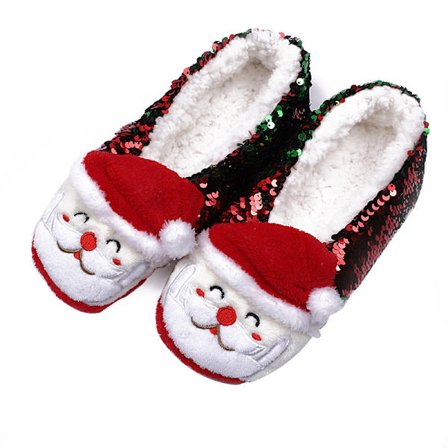 1 Pari Sequin-tossuja Joulutossuja Joulupukin Asu Asusteet H