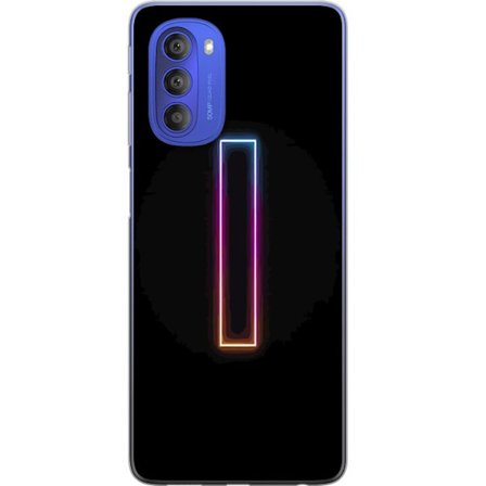 Kompatibel Mobilcover til Motorola Motorola Moto G51 5G Minimalistisk neonbogstav I i regnbuefarver mod mørk baggrund