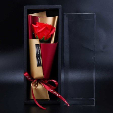 Evighetsros i Gåvoförpackning - Konstros i Bukett Röd