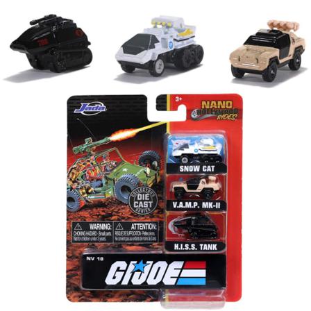 3-Pack G.I. Joe Nano Snow Cat, V.A.M.P. MK-II, H.I.S.S. Tank biler / køretøjer i metal Multicolor