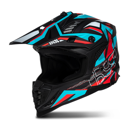 Casque Cross iXS iXS363 2.0 Noir mat/pétrole/rouge XL