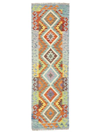Tapis Kilim Afghan Old Style 62X202 De Couloir Vert/Marron (Laine, Afghanistan)