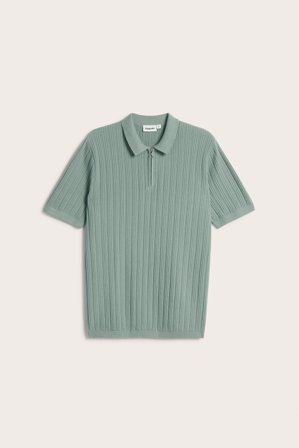 Kappahl | Sweter z dzianiny, z krótkimi rękawami i zamkiem błyskawicznym do połowy długości. Jasnozielony M | Jasnozielony