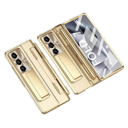 Til Samsung Galaxy Z Fold7 5G Etui Støtteben Hårdt PC Telefon Cover med Skærmfilm/ Stylus