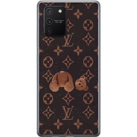 Kompatibel Mobilcover til Samsung Samsung Galaxy S10 Lite Luksuriøst monogrammønster med knust bamse i mørk modeæstetik