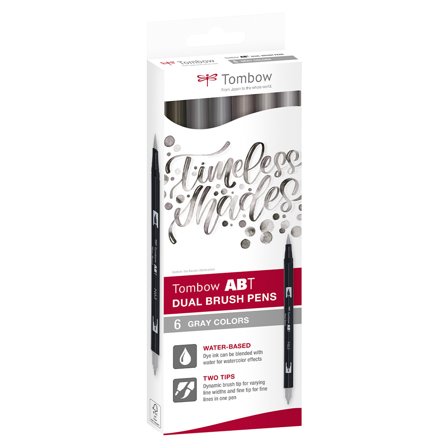 Tombow ABT Dual Brush Stift 6er-Set Gray
