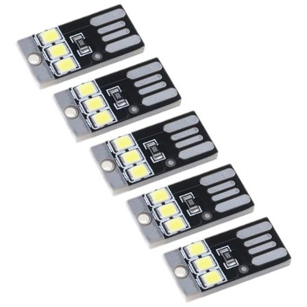 5 stk. LED Lampe 0.2W Læsebog Lys USB Natlys Lommekort LED Nøgleringe Lampe