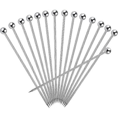 12 stk. Cocktailpinde, Martini-pinde i rustfrit stål, cocktail tandstikkere