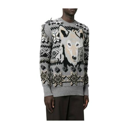 Etro Embroidered Crew Neck Sweater Grå, Herre