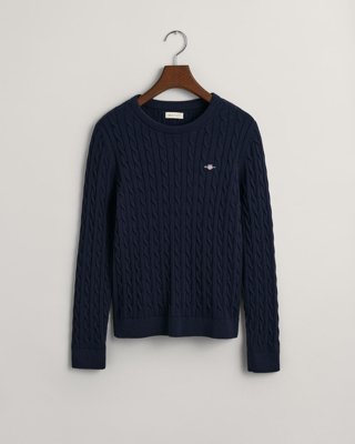 GANT - Kabelstrikket genser til jente til dame evening blue