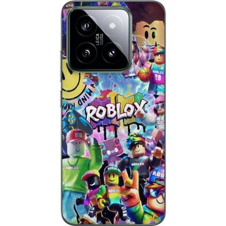 Kompatibelt Mobilskal till Xiaomi Xiaomi 14 Stor färgglad Roblox-värld med många karaktärer, energifylld gaming-illustration perfekt för barnrum