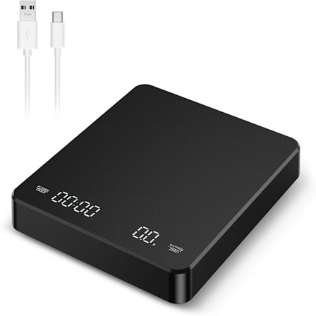 Digital Köksvåg med Timer, Drip Espresso Våg 3 kg/0,1g Hög Precision, Uppladdningsbar Portabel Kaffevåg, 3 Enheter, Tara, Auto Av