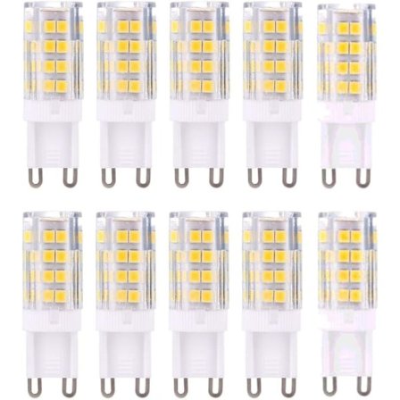 G9 LED-lamput, lämmin valkoinen 3000K 5W valo vastaa 40W halogeenilamppuja 420 lumenia ei himmennettävä, 10 kpl pakkaus