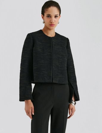 Malina Ruthie Cropped Boucle Blazer - Black - XS