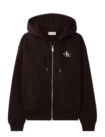 Calvin Klein Jeans Monologo French Terry Fz Bf Hood - Burgundy - XL