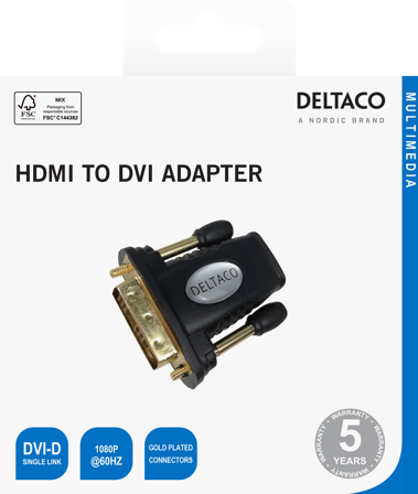Deltaco HDMIDVID adapter Full HD in 60Hz goldplated connectors