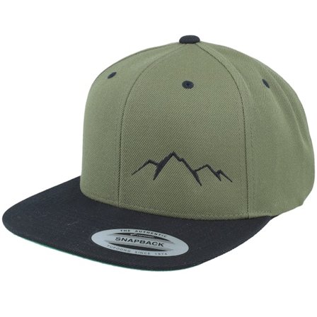 Wild Spirit - Grön snapback Keps - Small Mountain Black/Olive/Black Snapback @ Hatstore