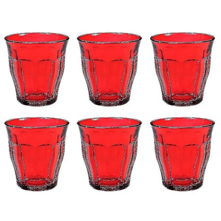 Duralex Sæt af 6 Picardie Farver Røde Glas 25cl